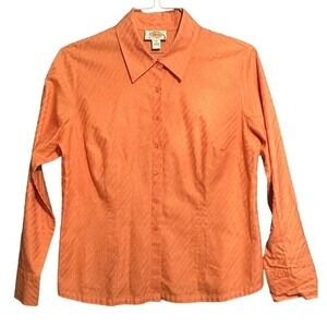 Talbots Petites Peachy Orange Long Sleeve Button Down Shirt Size 14